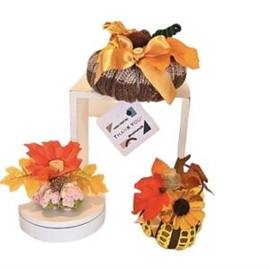 Hand Crafted 3Granny Squares Crochet Pumpkins farmhouse Autum decor fall colors